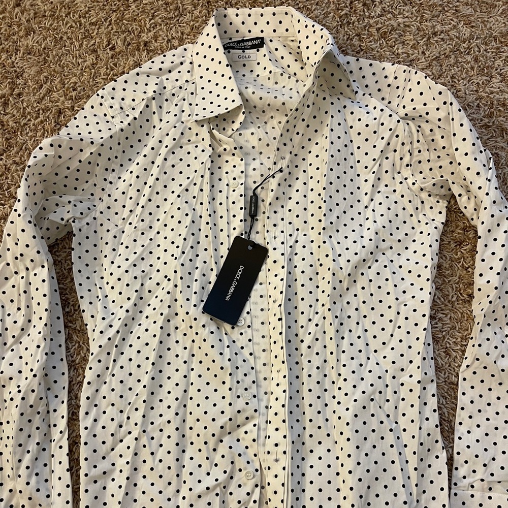 Dolce & Gabbana Black dot white shirt M